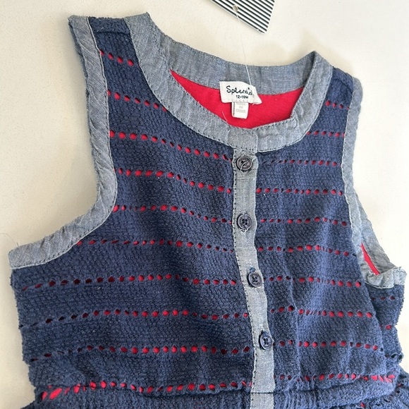 Splendid Blue Red Eyelet Dress Girls Baby Toddler 12/18 months July 4 NEW - Picture 5 of 6
